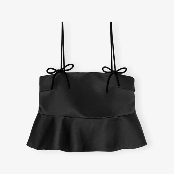 NWT GANNI black satin Duchess top - Picture 1 of 8